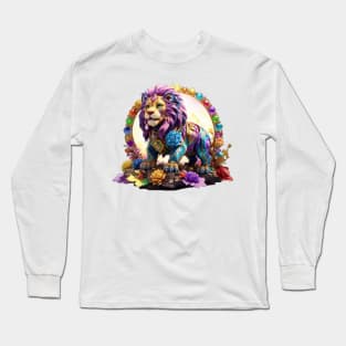 Rainbow Flower Lion Long Sleeve T-Shirt